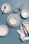 Hermia Blue Orbit Bonsai Juego de Cena de 24 Piezas en Blanco y Azul
